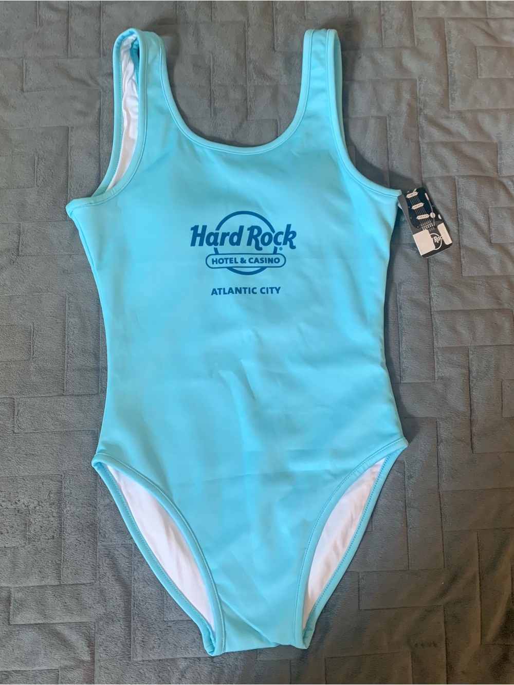 Hard Rock Hotel & Casino Atlantic City one piece swimsuit blue Ladies size L